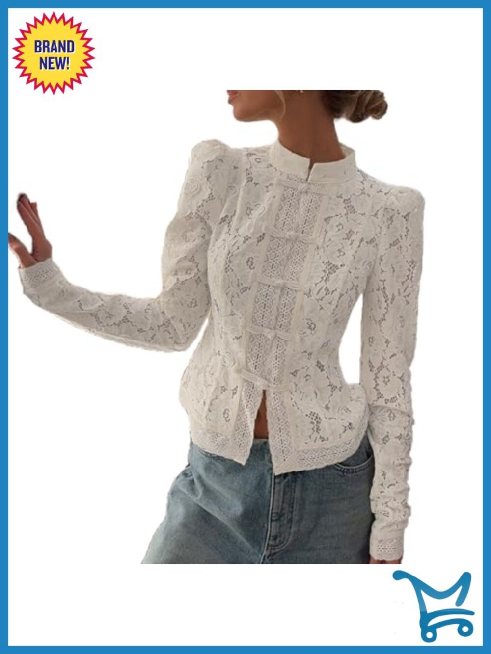 Lace Long Sleeve Sheer Button Down Blouse